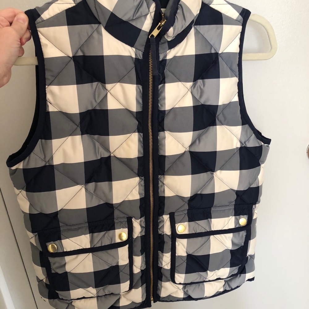 XS J.CREW Blue & White Gingham Vest